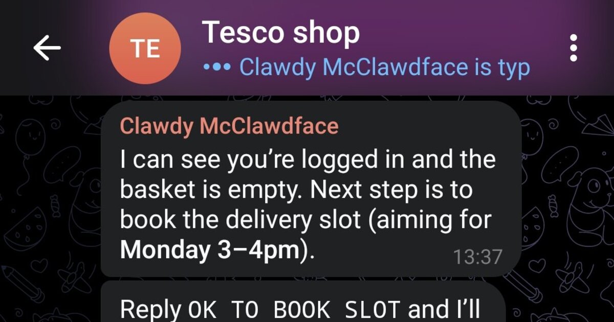 Tesco Shop Automatisierung via Chat